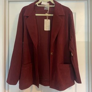 Savanna Jane Wine Corduroy Blazer 1X